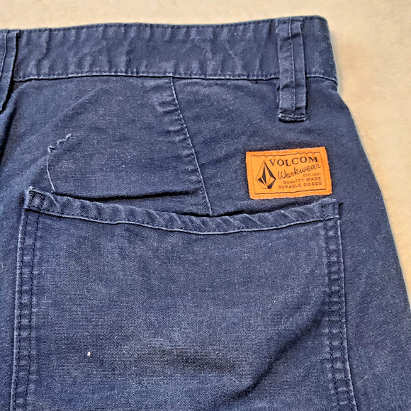 Volcom Workwear Cargo Utility Shorts Blue Orange Men's 34 - Picture 4 of 5